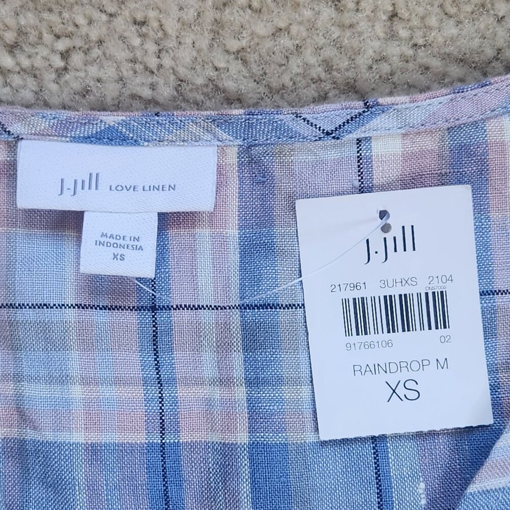 NWT J. Jill Plaid Linen Maxi Dress with Pockets - Picture 2 of 7